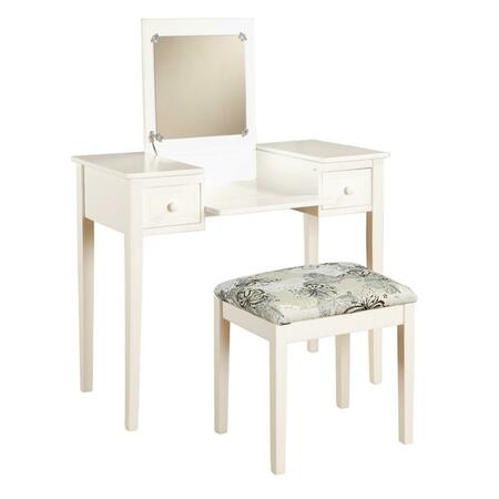 LINON HOME DECOR PRODUCTS Vanity Set White Butterfly Bench White 98135WHTX-01-KD-U
